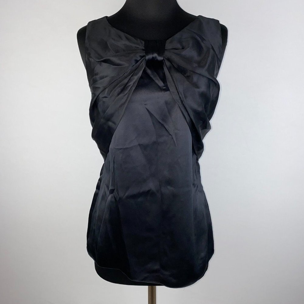 Badgley Mischka Collection M Black Silk Accented Tank Top Lined